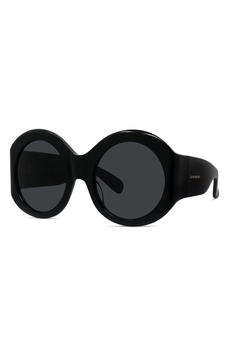 Givenchy Cocoon 56mm Round Sunglasses, Alternate, color, Shiny Black / Smoke