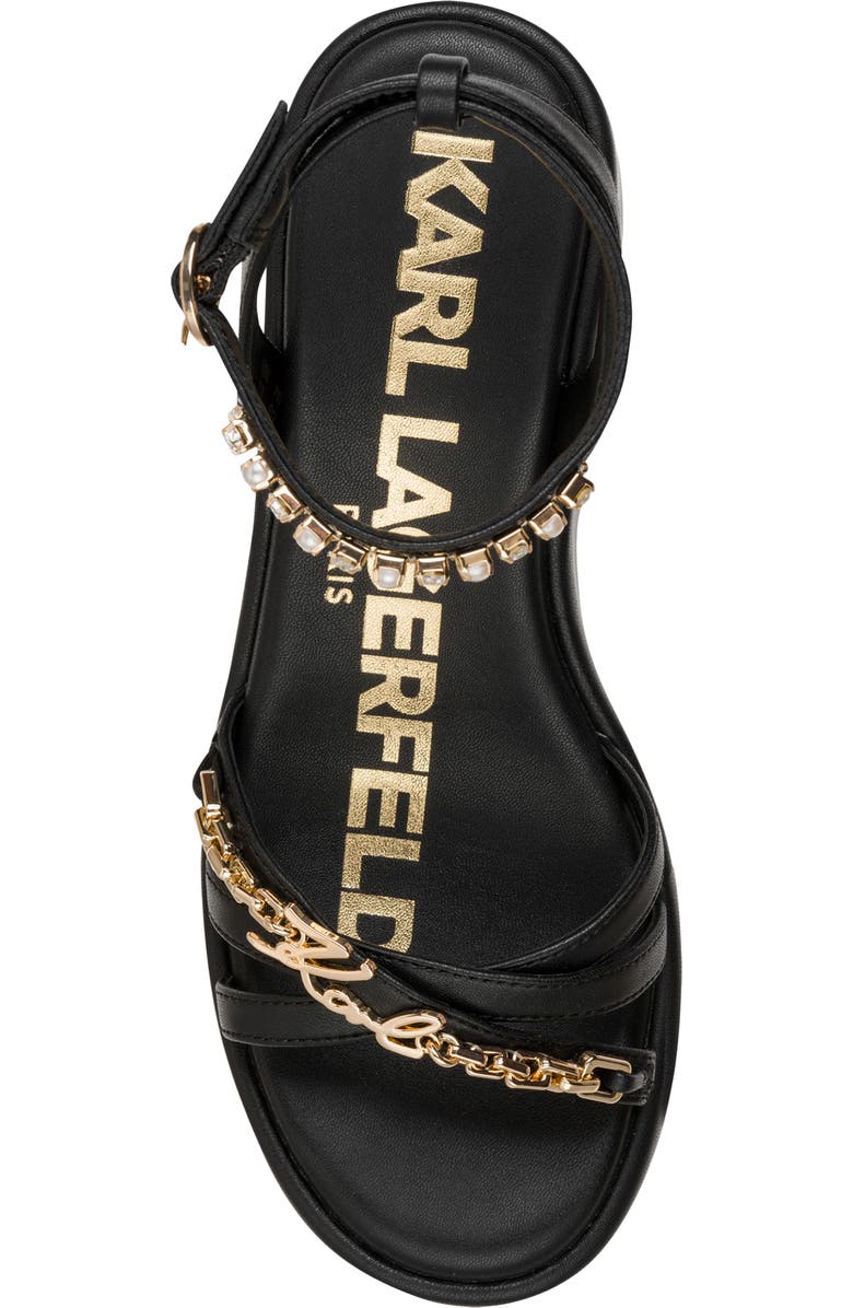 KARL LAGERFELD PARIS Clemons Ankle Strap Wedge Sandal, Alternate, color, Black