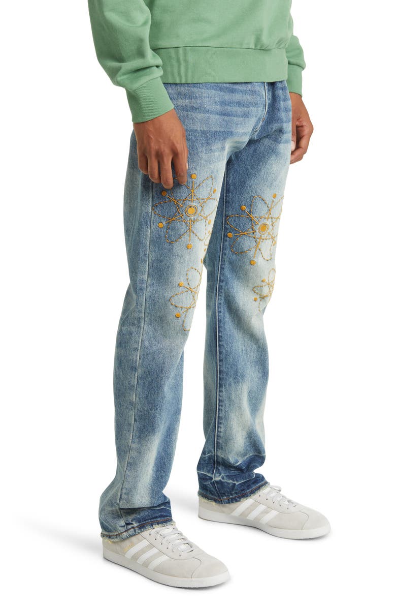 Billionaire Boys Club Nuclear Embroidered Straight Leg Jeans, Alternate, color, 