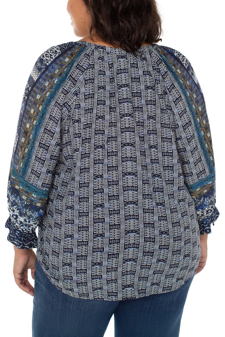Shibori Print Button-Up Top, Alternate, color, BLUE SHIBORI