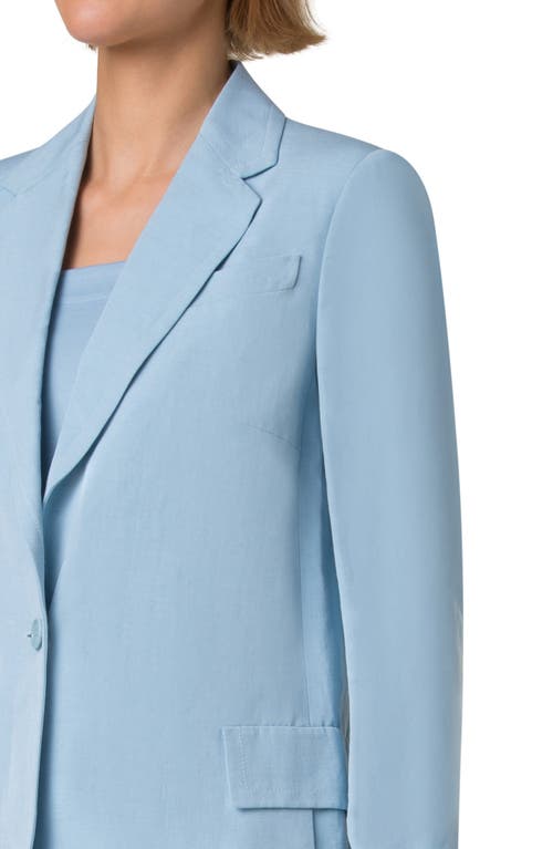 Akris Punto One-button Linen Boyfriend Blazer In Sky