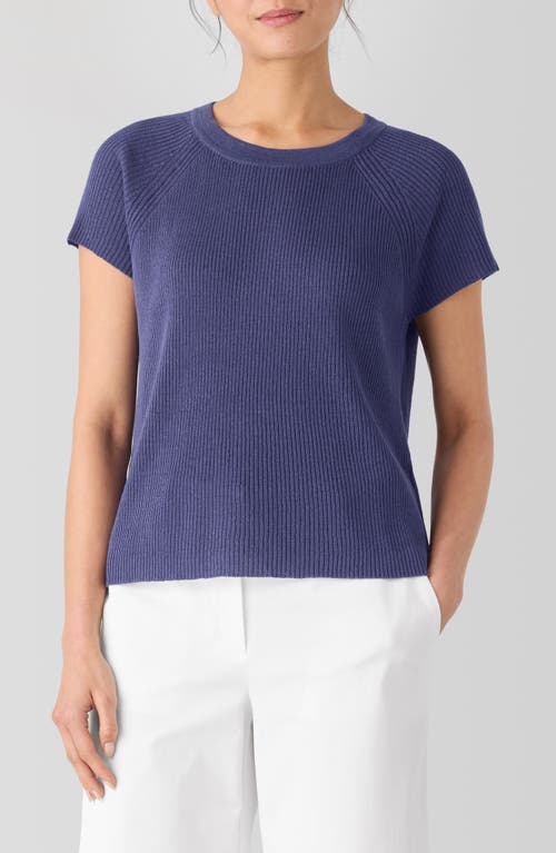 Eileen Fisher Rib Organic Linen & Organic Cotton Sweater In Bluette