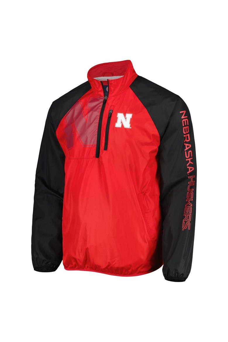 Men's G-III Sports by Carl Banks Scarlet/Black Nebraska Huskers Point Guard Raglan Half-Zip Jacket, Alternate, color, Scarlet