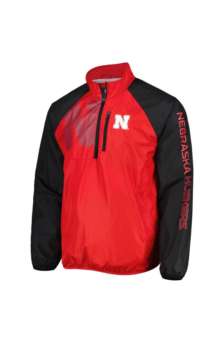 G-III SPORTS BY CARL BANKS Men's G-III Sports by Carl Banks Scarlet/Black Nebraska Huskers Point Guard Raglan Half-Zip Jacket, Alternate, color, Scarlet