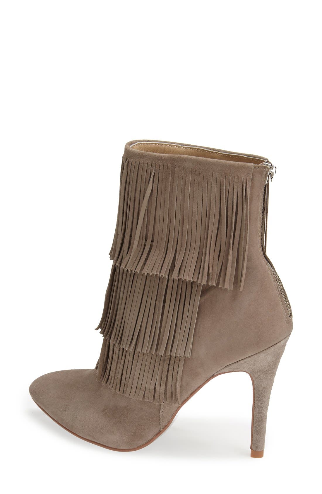 'Charm' Fringe Bootie, Alternate, color, GREY