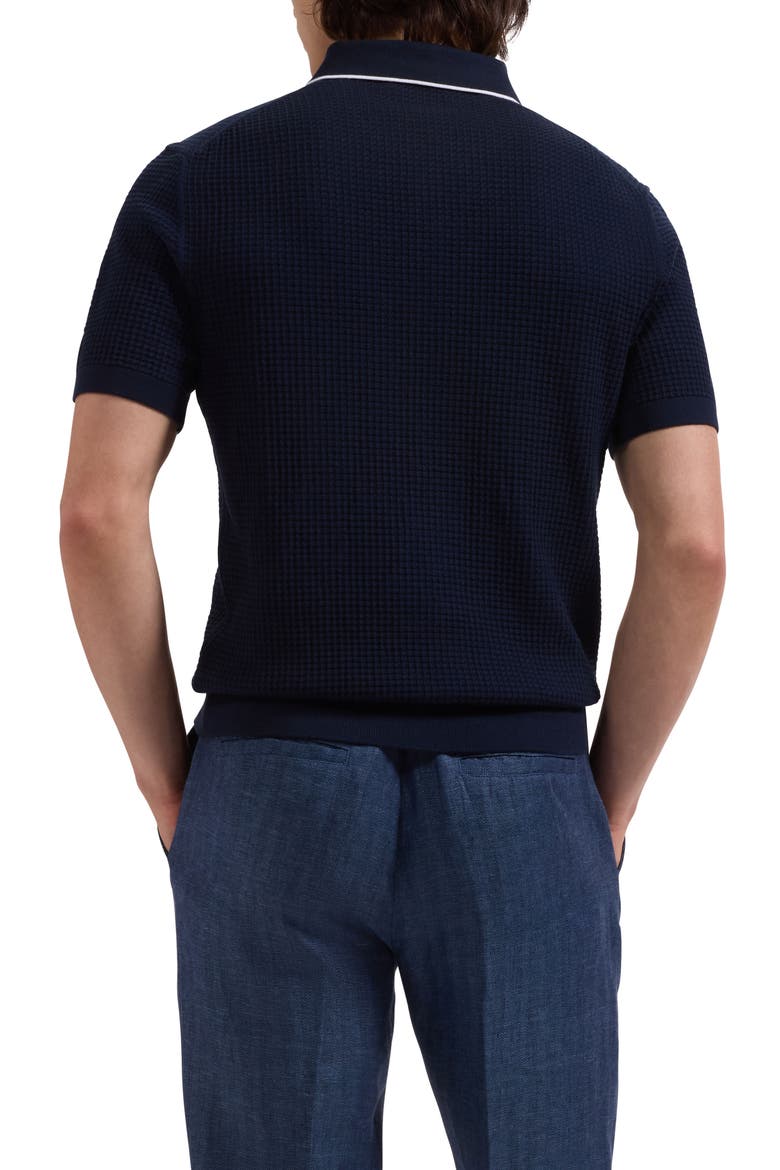 Waffle Stitch Polo Sweater, Alternate, color, NAVY