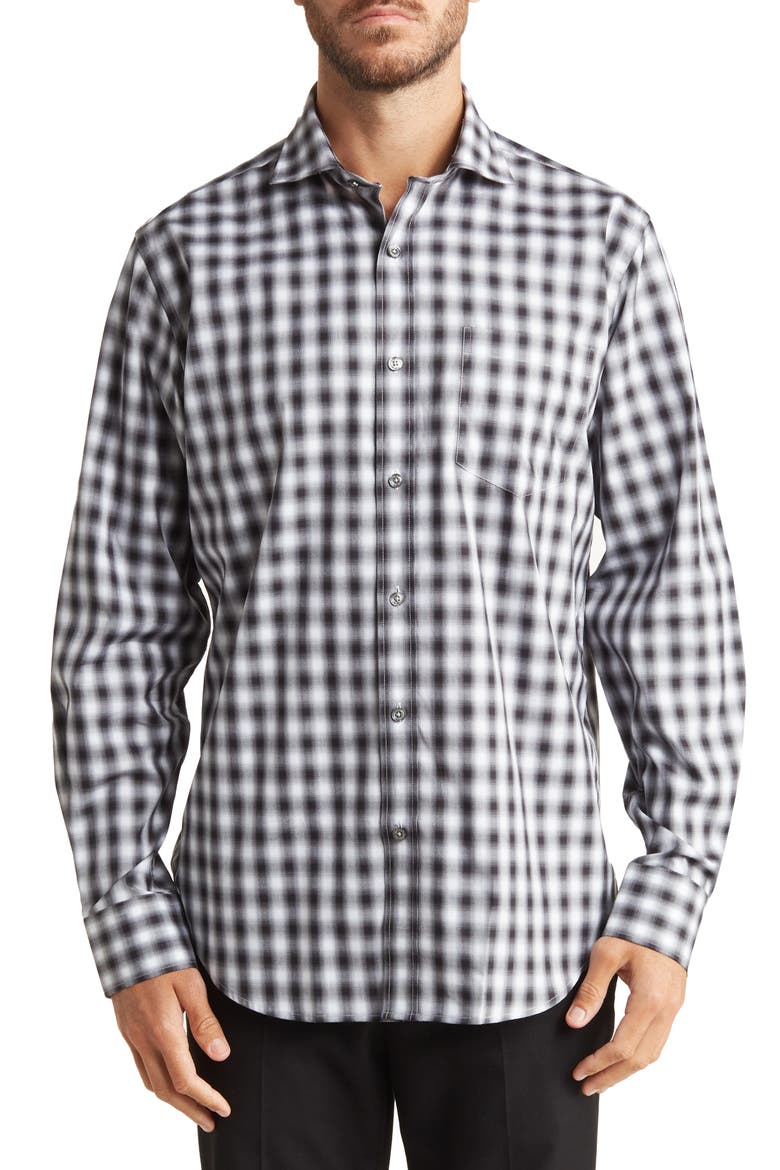 Classic Fit Cotton Plaid Print Button-Up Shirt, Main, color, GRAPHITE