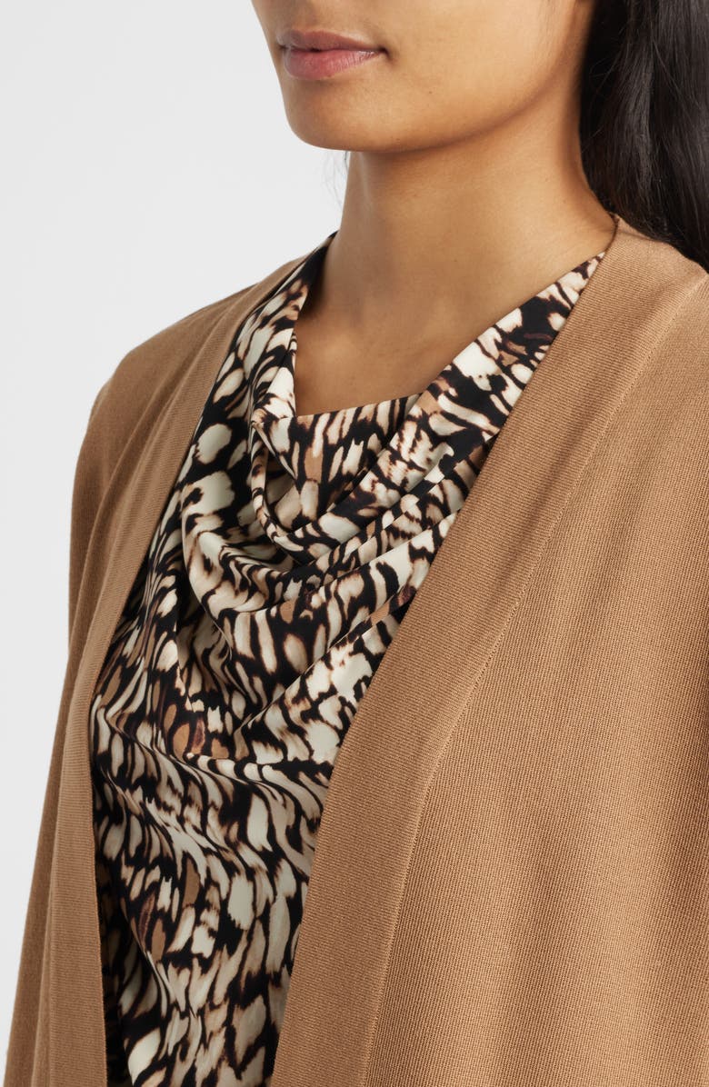 Anne Klein Malibu Open Front Cardigan, Alternate, color, Vicuna