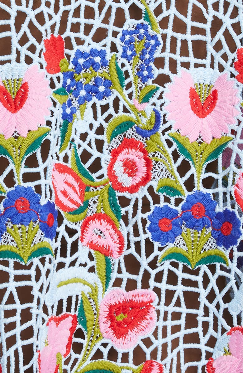 La Vie Style House Floral Open Stitch Long Sleeve Cover-Up Dress, Alternate, color, 