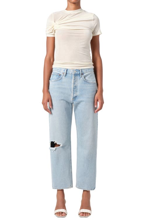 Shop Agolde '90s Ripped Mid Rise Crop Relaxed Straight Leg Jeans In Segment