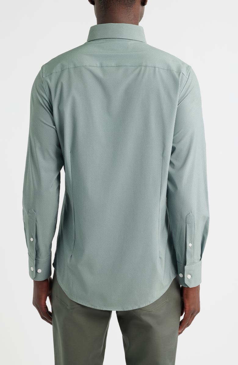 Mizzen+Main Leeward No Tuck Trim Fit Performance Button-Up Shirt, Alternate, color, Olive Pressed Diamond