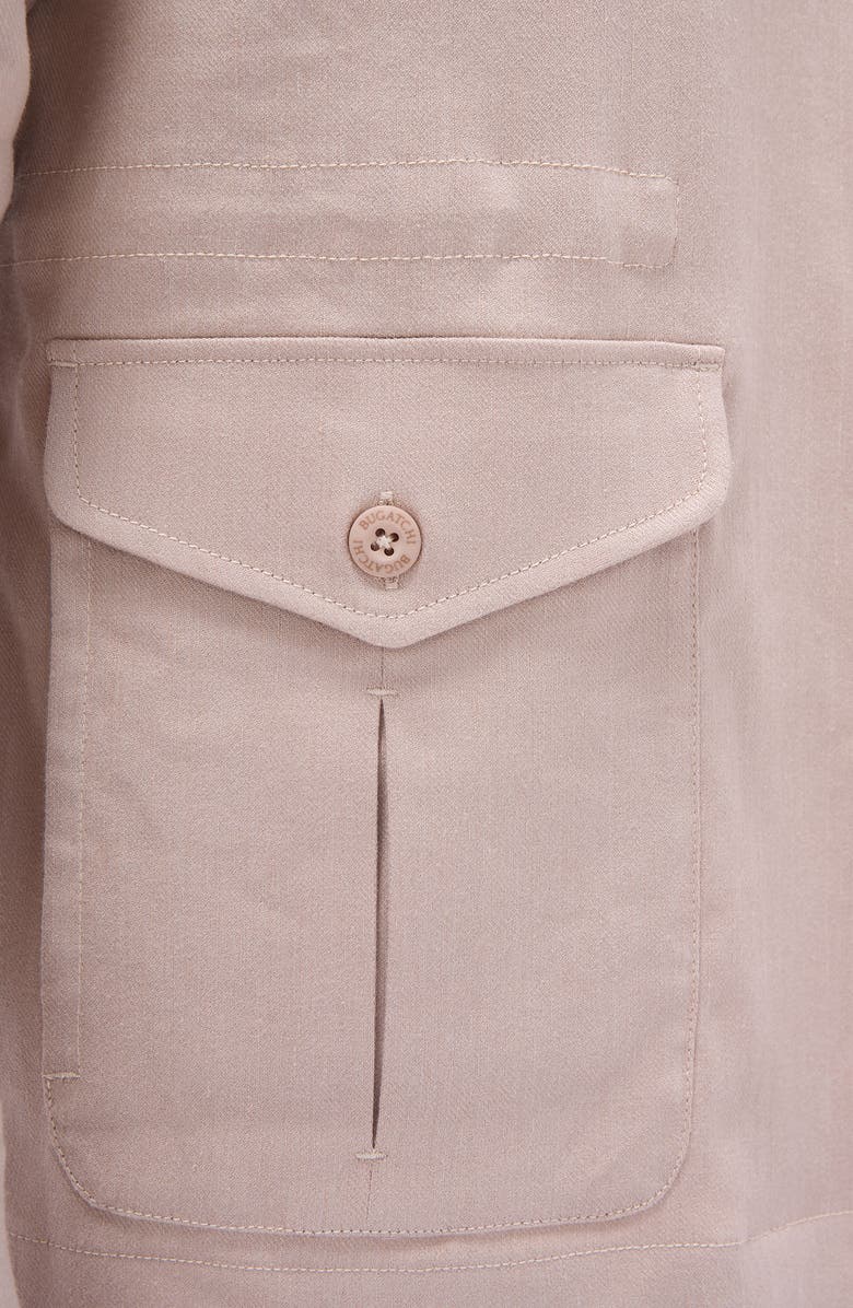 Bugatchi Linen Blend Safari Jacket, Alternate, color, Sand