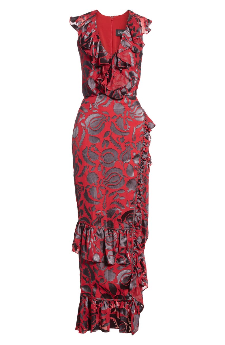 SALONI Anita Ruffle Trim Burnout Dress, Alternate, color,