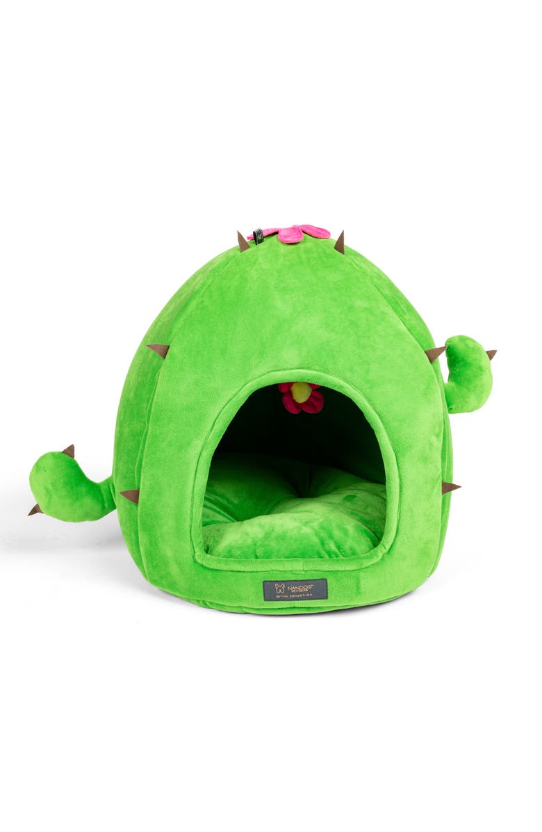 Nandog Pet Gear Fun Collection Dog and Cat Bed - Cactus Hut, Main, color, Green