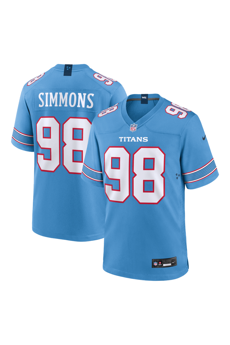 Men's Nike Jeffery Simmons Light Blue Tennessee Titans Game Jersey, Main, color, Light Blue