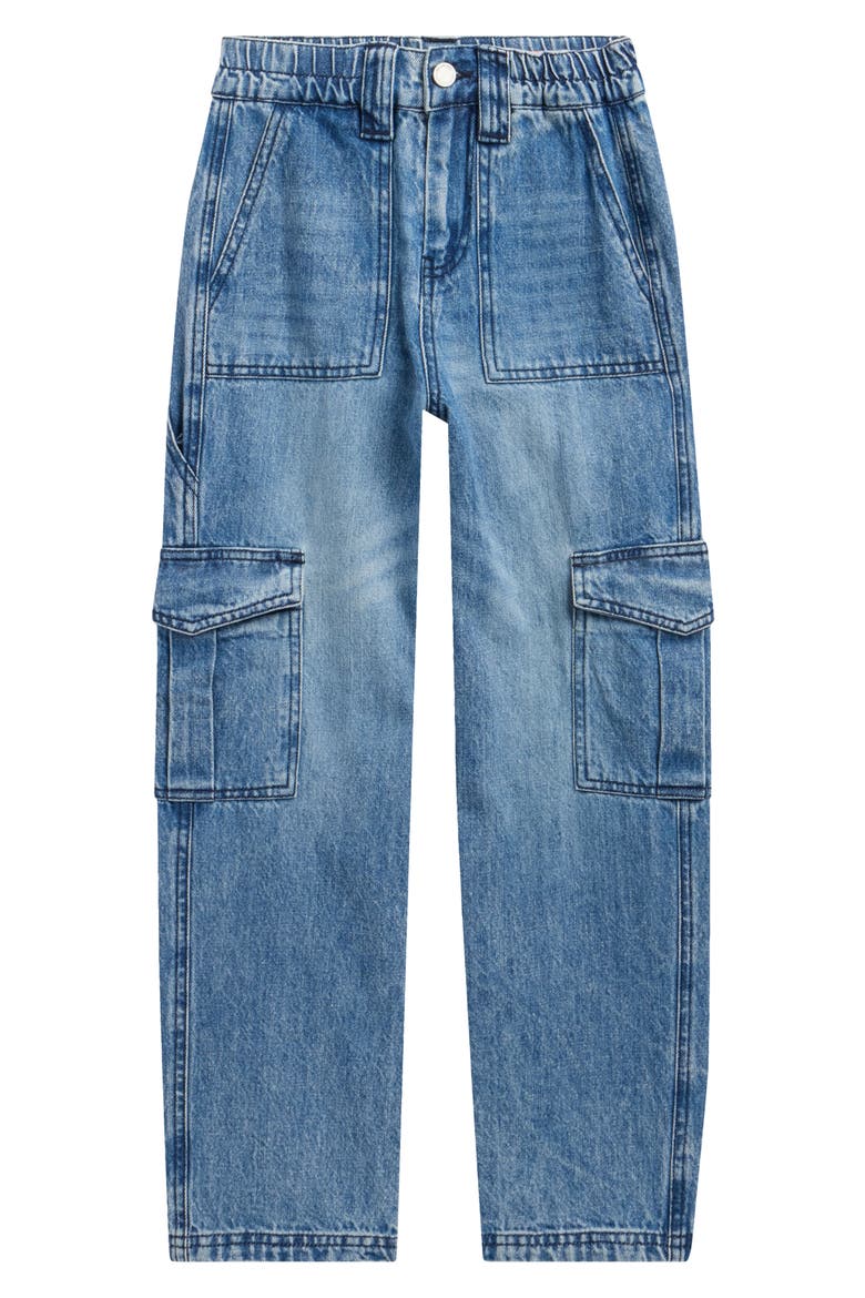 Relaxed Fit Cargo Jeans, Main, color, MEDIUM WASH