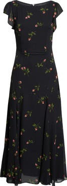Reformation Maelani Print Flutter Sleeve Maxi Dress