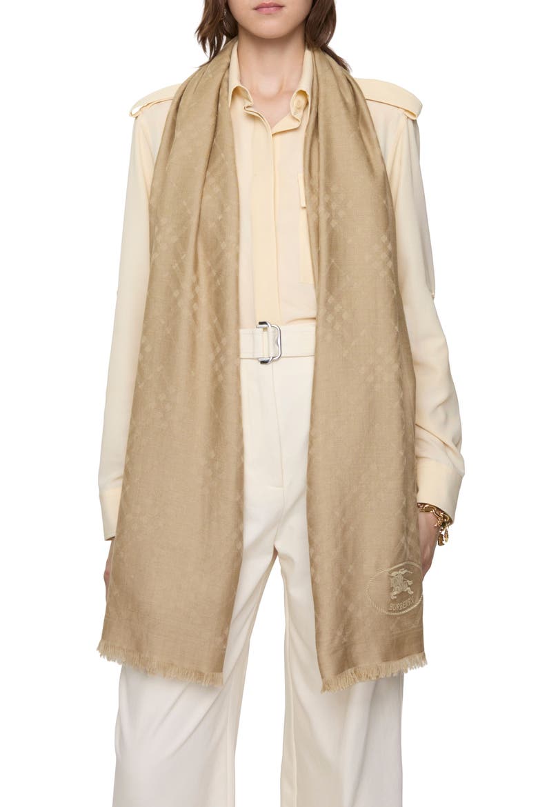 Check EKD Embroidered Wool & Silk Scarf, Alternate, color, SAND
