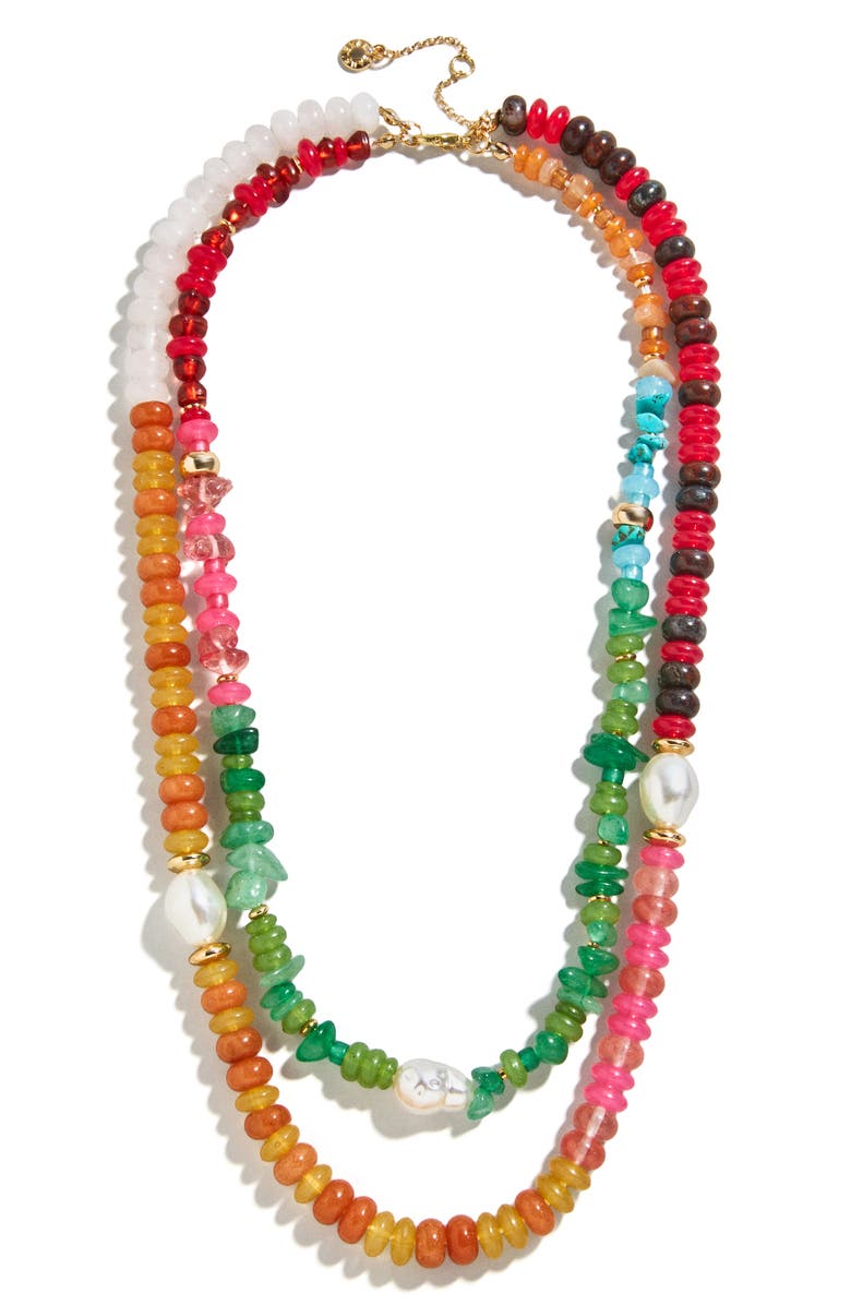 BaubleBar Harper Semiprecious Stone Layered Necklace, Alternate, color, White Multi