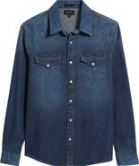 AG Huston Classic Fit Western Denim Snap-Up Shirt