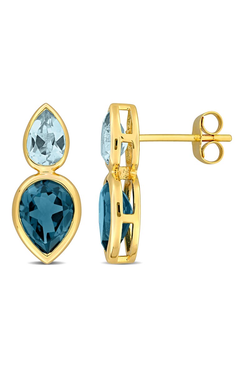 Blue Topaz 2-Stone Drop Earrings 14K, Main, color, Topaz