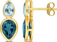 Julianna B. Blue Topaz 2-Stone Drop Earrings 14K