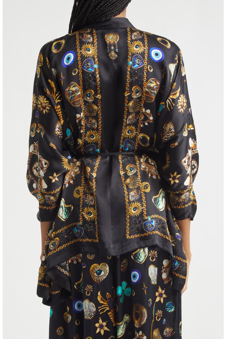 Amulets & Alchemy Print Silk Satin Shirt, Alternate, color, AMULETS AND ALCHEMY