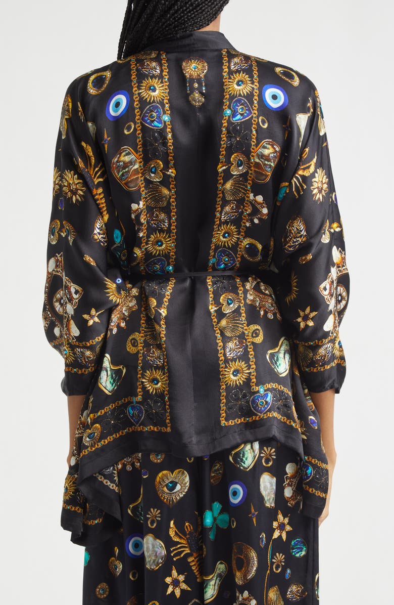 Camilla Amulets & Alchemy Print Silk Satin Shirt, Alternate, color, Amulets And Alchemy