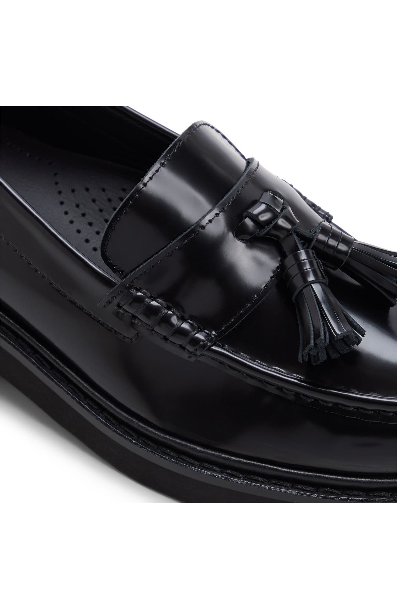 Margot Leather Tassel Loafer, Alternate, color, BLACK