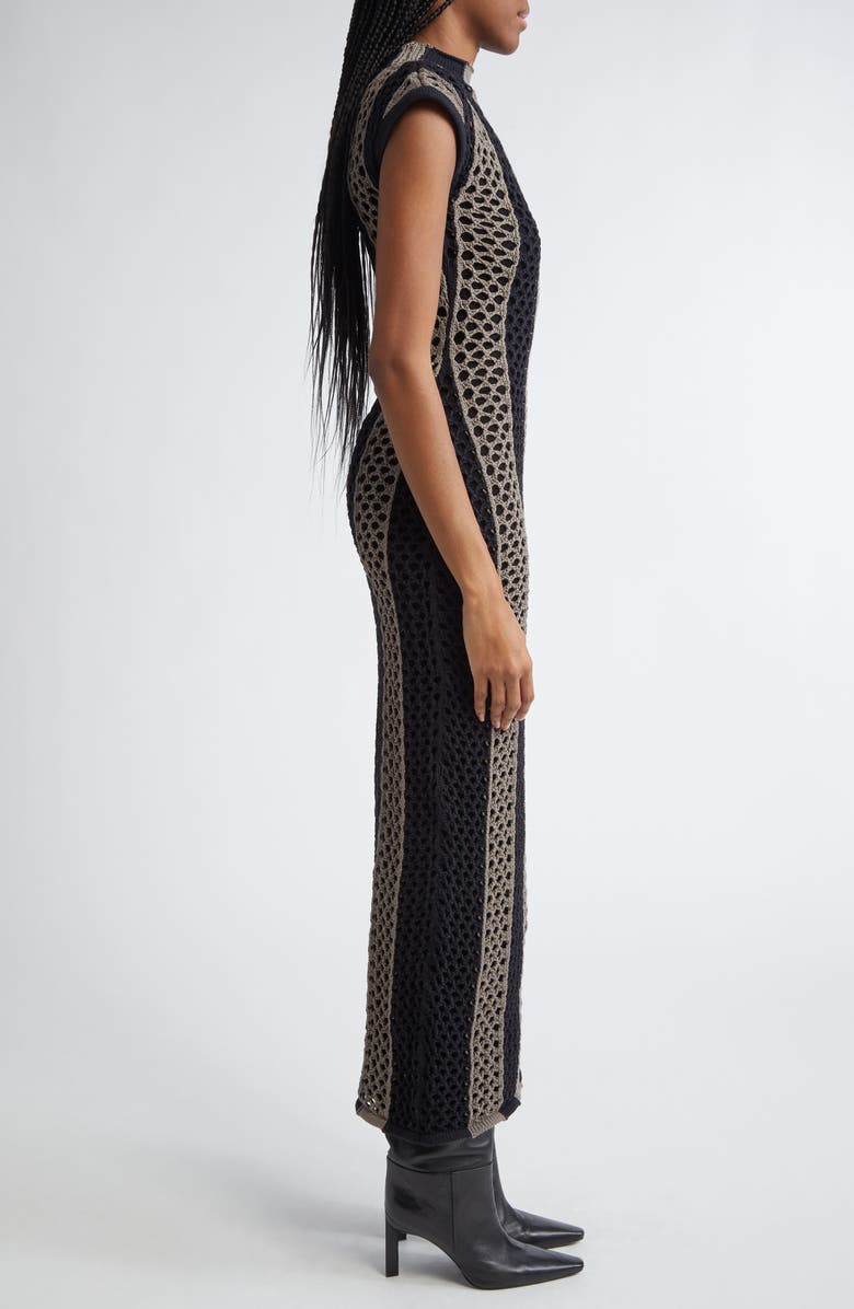 Diotima Neale Stripe Open Knit Cotton Blend Sweater Dress, Alternate, color, Slate