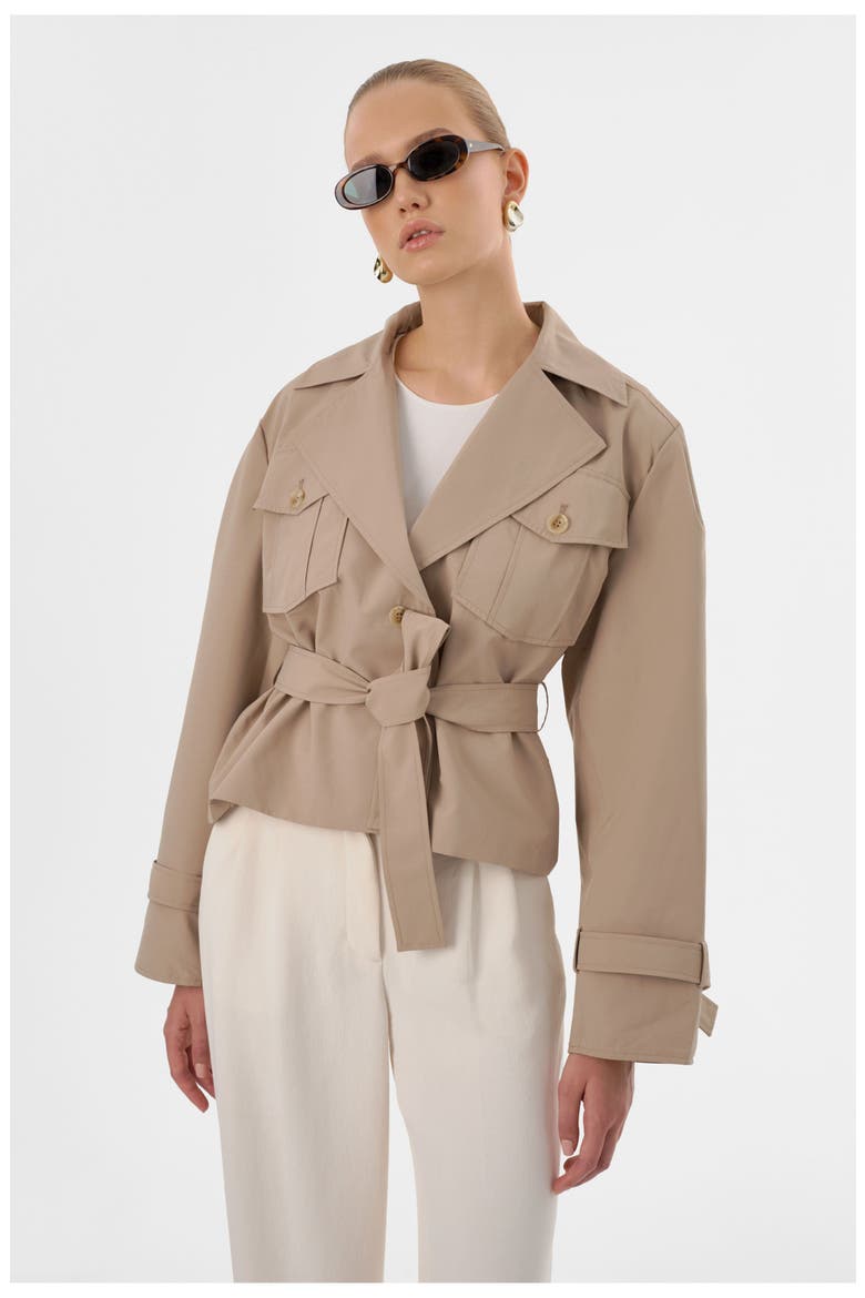 Quinn | Cropped Trench Coat, Main, color, Khaki