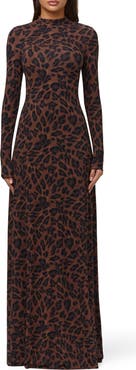 Naked Wardrobe Leopard Print Long Sleeve Maxi Dress