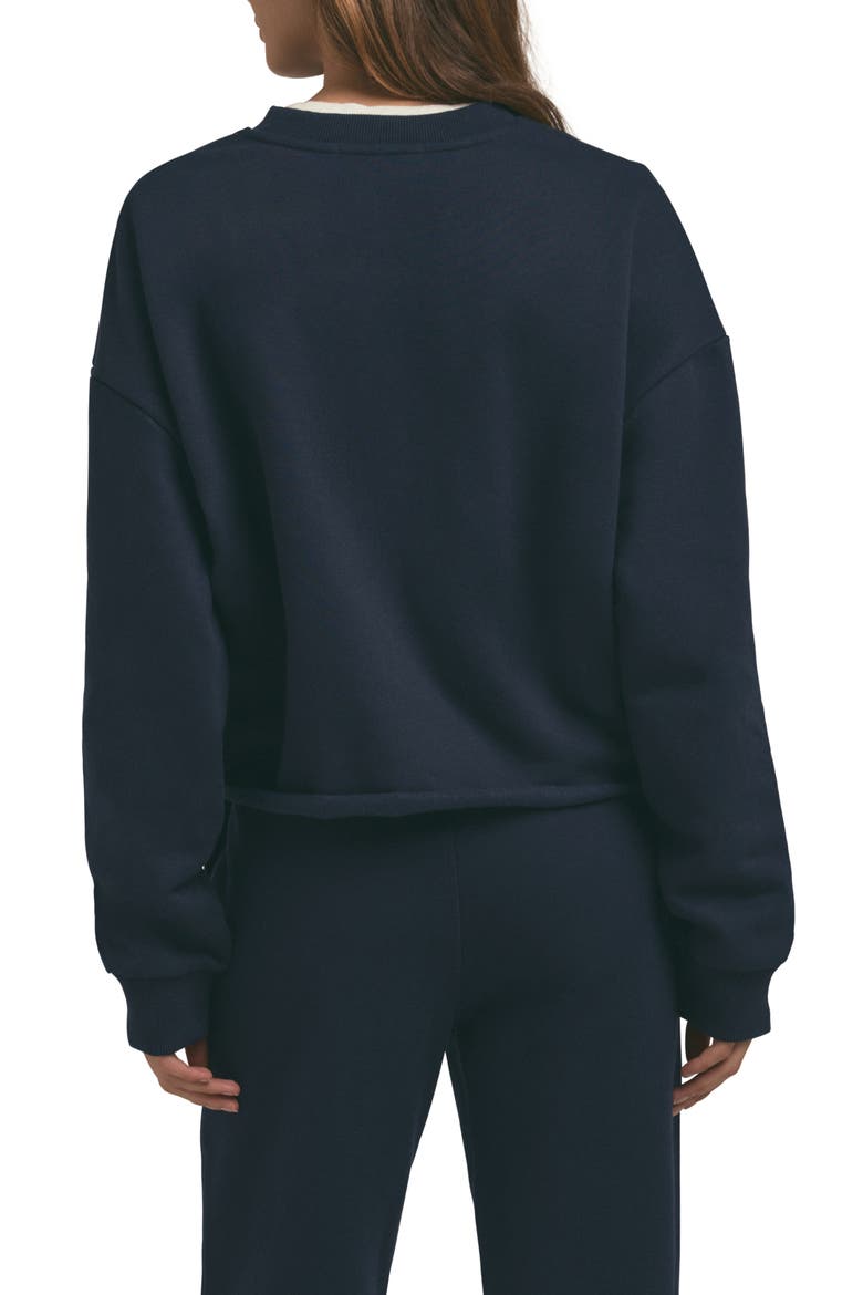 Cropped Collegiate Sweatshirt, Alternate, color, NAVY/WHITE