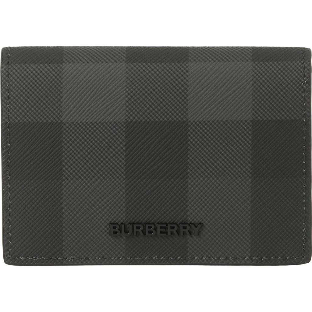 Burberry Check Folding Card Case In Gray