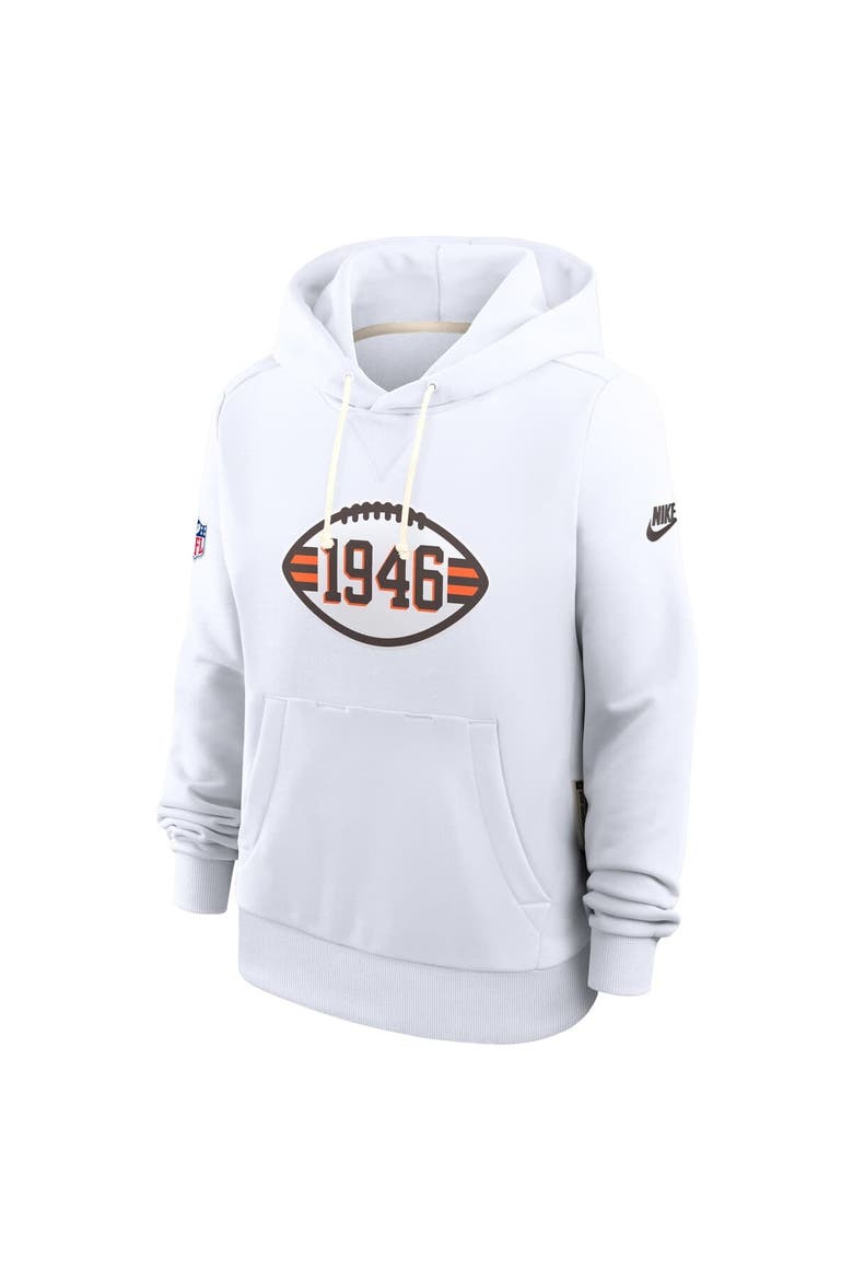 Women's Nike White Cleveland Browns Throwback Sideline Standard Issue Dri-FIT Hoodie, Alternate, color, White