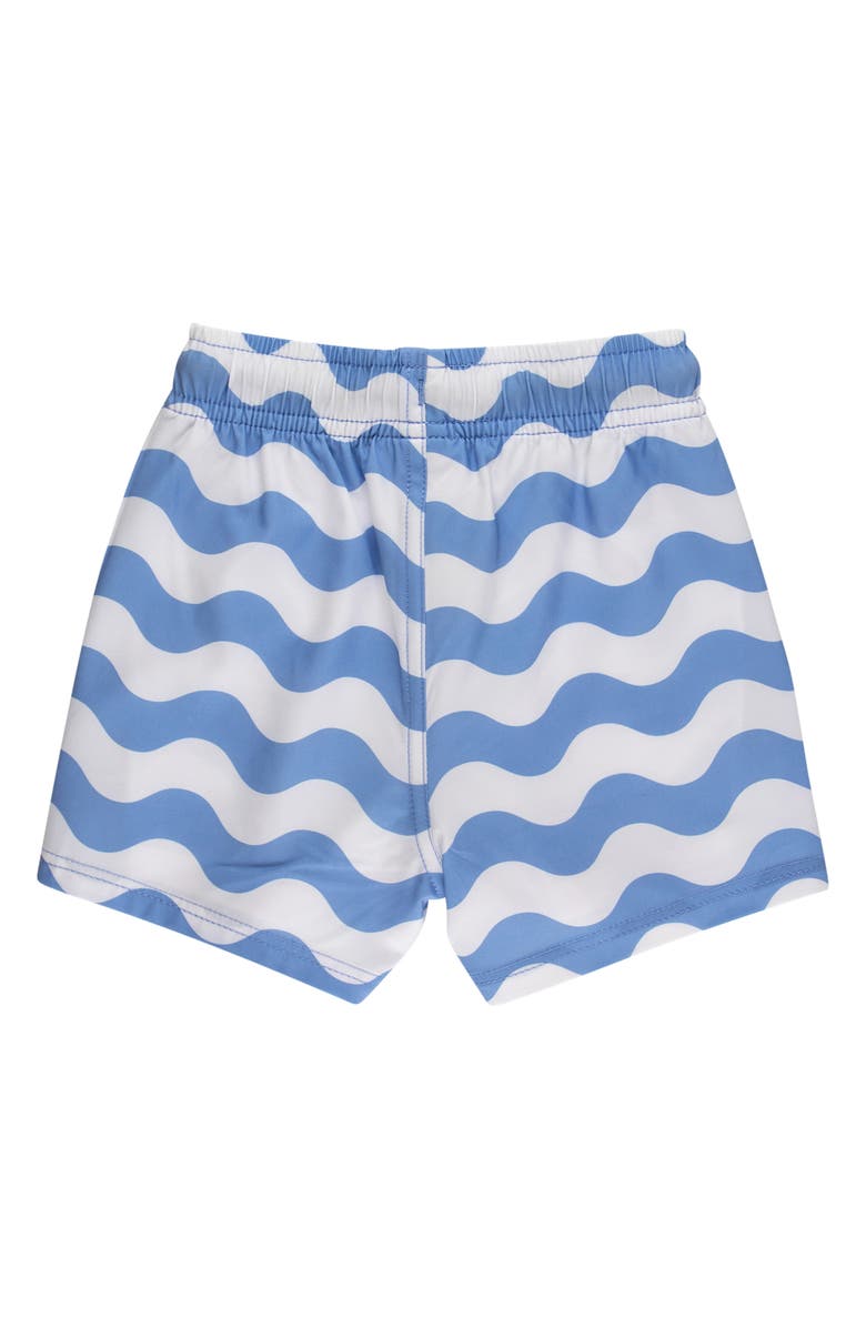 RuggedButts Kids' Print UPF 50+ Swim Trunks, Alternate, color, Blue