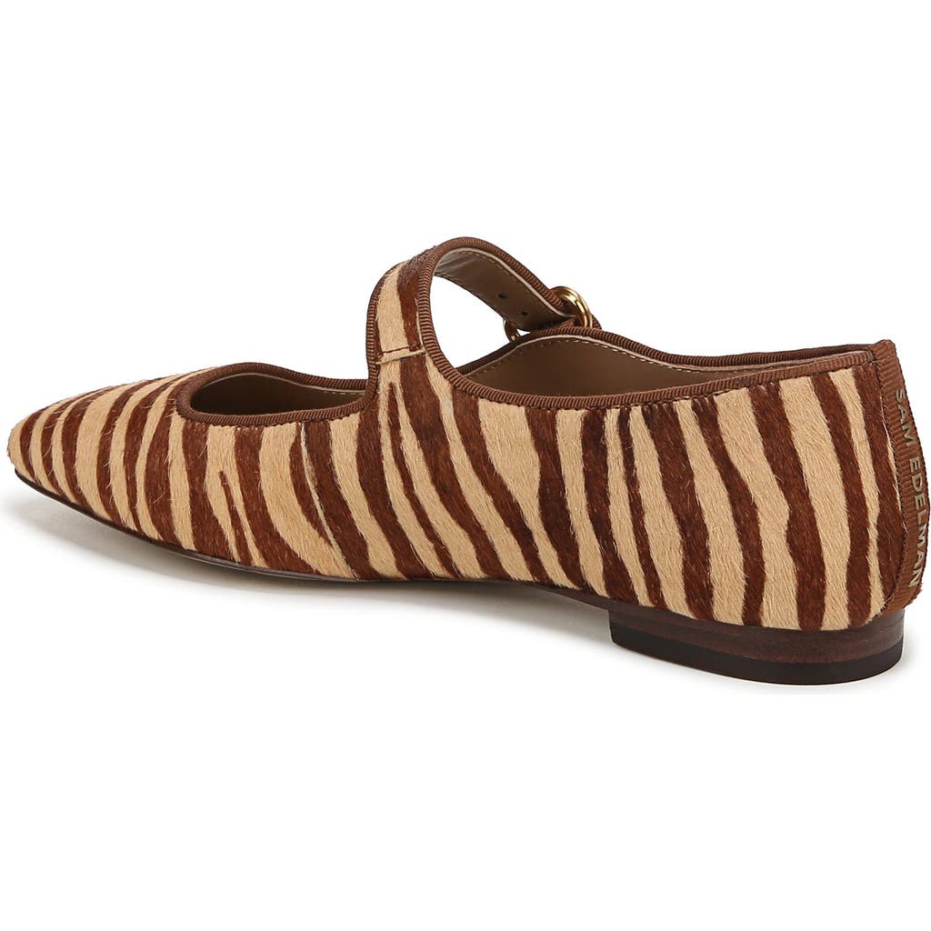Sam Edelman Michaela Mary Jane Flat Camel Zebra Brahama Hair In Beechwood Multi