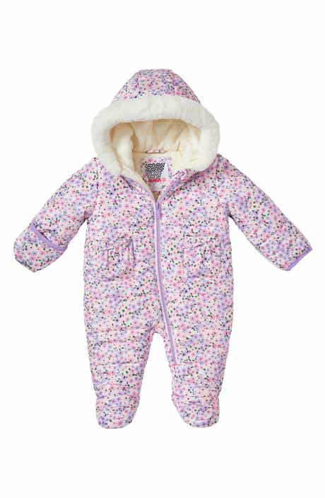 Kensie Girl Ditzy Print Faux Fur Trim Coverall
