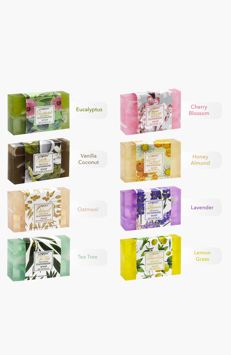 Lovery Handmade Soap Set - 8 Piece Variety Pack, Luxury Bath Soap Gift Box, Alternate, color, Multicolor