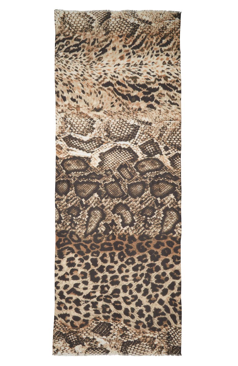 AllSaints Noche Mixed Print Fringe Scarf, Alternate, color,