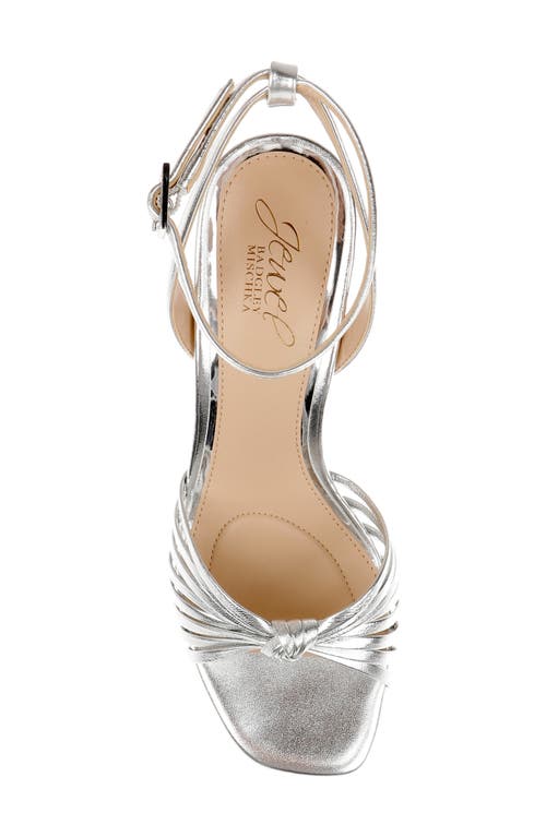 Jewel Badgley Mischka Nariah Ankle Strap Sandal In Silver Leather
