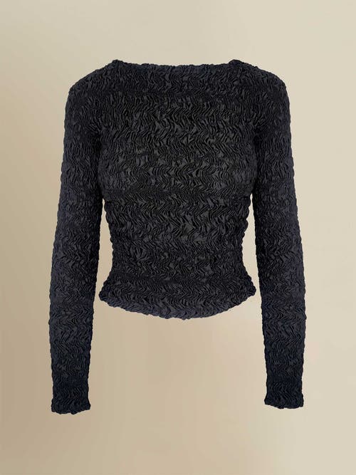 Contessa Mills Blair Cozy Elevated Long-sleeve Cotton T-shirt In Black