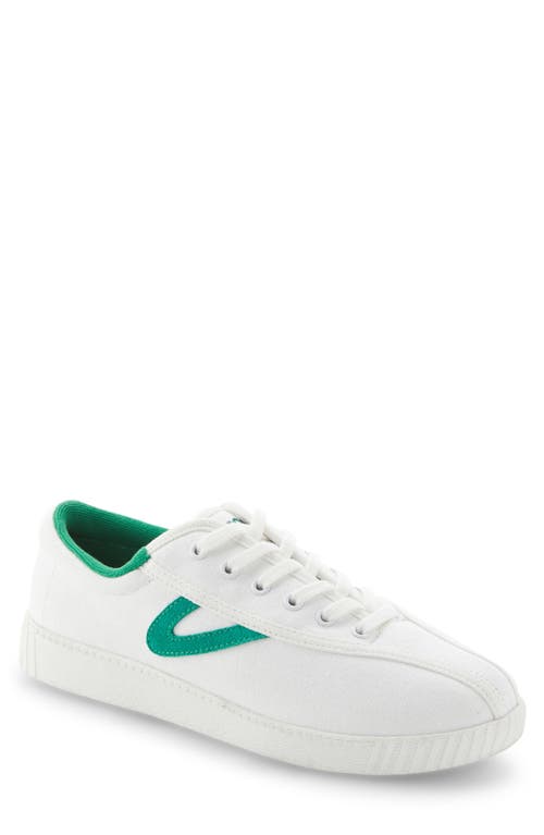 Tretorn Nylite Plus Canvas Sneaker in White/Green 