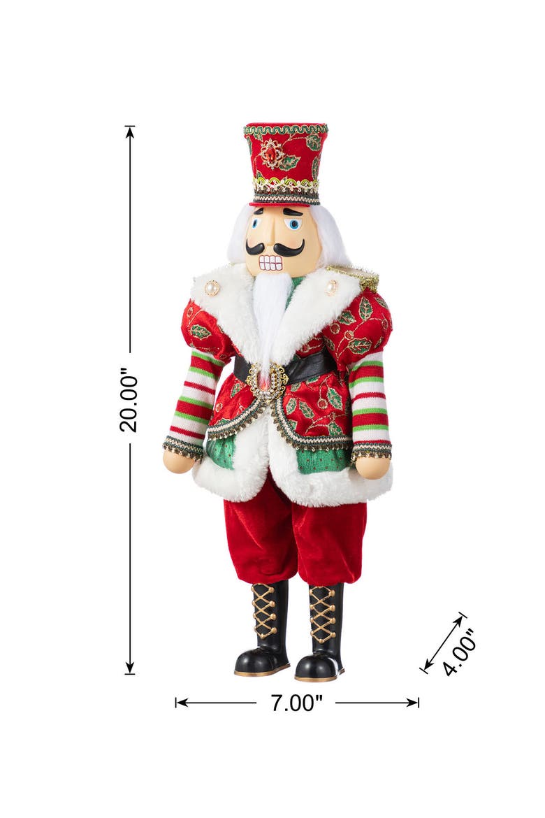 20"H Faux Fur Christmas Nutcracker Figurine, Alternate, color, Red