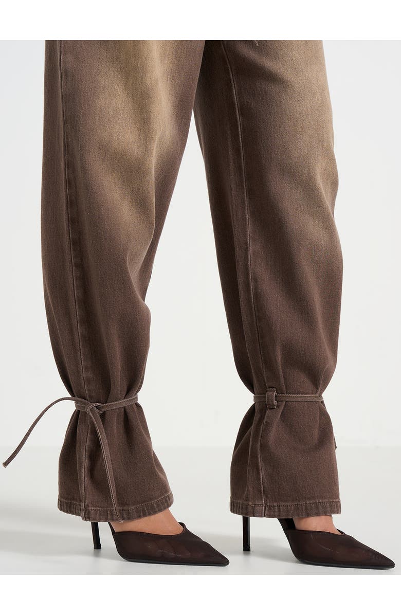 Manière De Voir Faye Relaxed Wide Leg Jeans With Tie Waist, Alternate, color, Brown