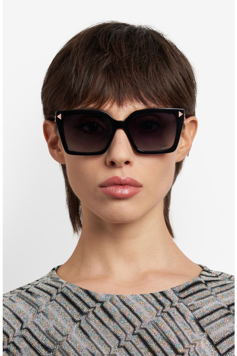 55mm Gradient Square Sunglasses, Alternate, color, BLACK/ DARK GREY