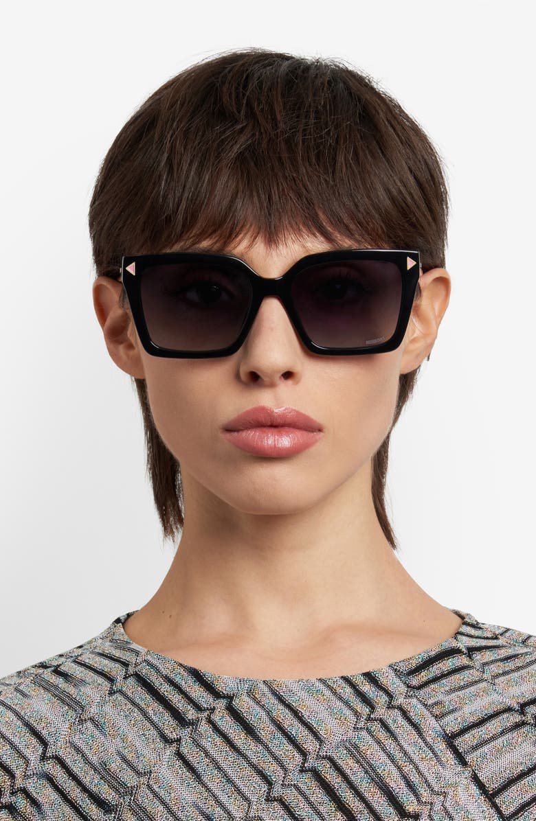 Missoni 55mm Gradient Square Sunglasses, Alternate, color, Black/ Dark Grey