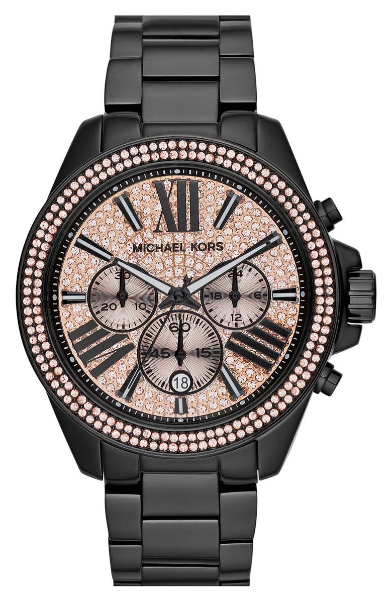 MICHAEL Michael Kors Michael Kors 'Wren' Pavé Dial Chronograph Bracelet Watch, 42mm, Main, color, 