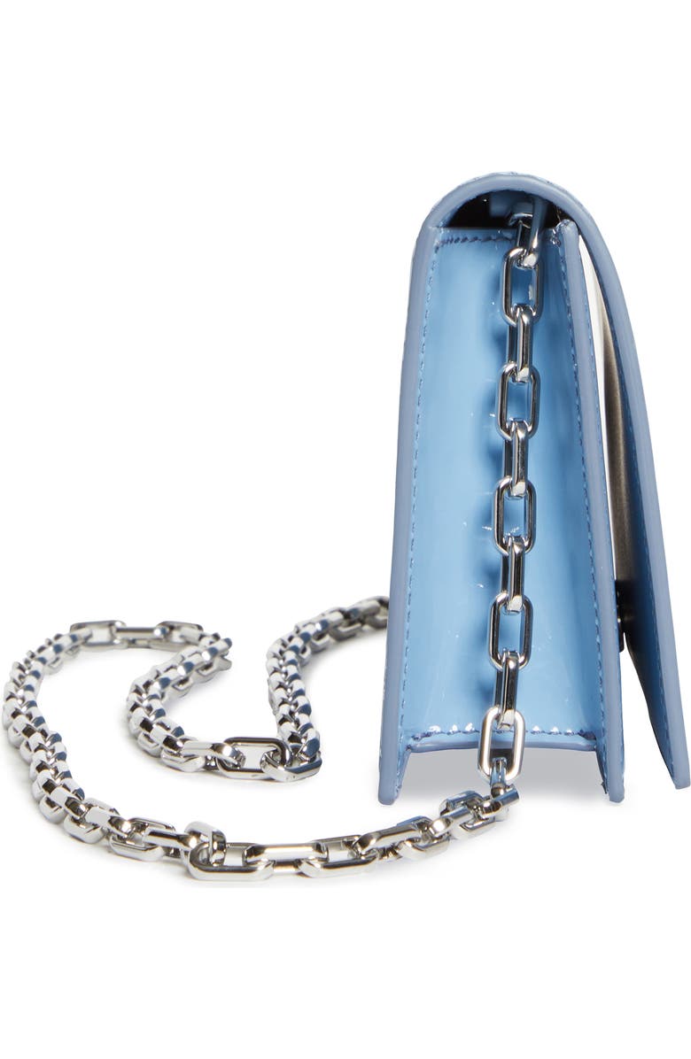 Christian Louboutin Bettina Patent Leather Clutch, Alternate, color, Ceruleo/ Silver