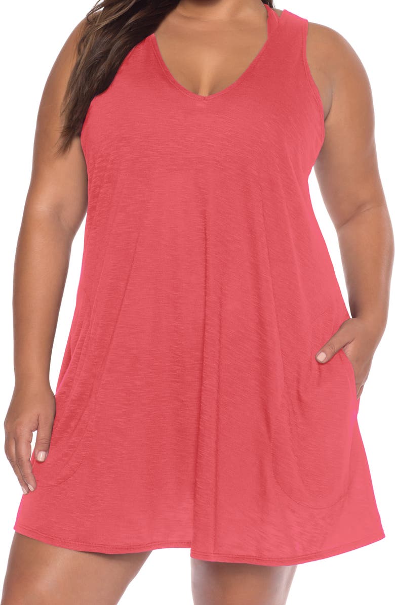 Becca Breezy Basics Cover-Up Dress, Main, color, Paprika